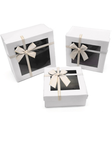 4 Set Caja Cuadrada Ventana (1 Set Trae: 3 PCS)Medida: 19.5 x 19.5 x 10 cm aprox