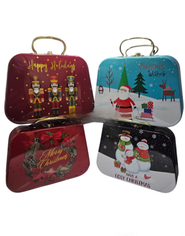 Caja Metálica Diseño Navidad Modelos Surtidos x 4 Unds.