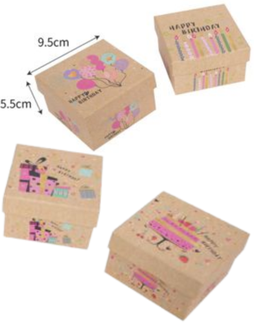 Caja de Regalo con Diseño Colores Surtidos x 24 Unds. Medida: 9 x 7 cm aprox.