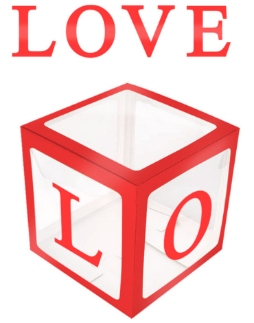 Caja para Decoración Love Rojo x 4 Unds. Medida: 31 x 31 cm aprox.