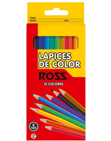 12 Cajas Lápices de Colores ROSS  (1 Caja Trae: 12 Colores)