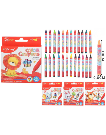 6 Cajas Lápices de Cera (1 Caja Trae: 24 PCS) Medida: 10 cm aprox.