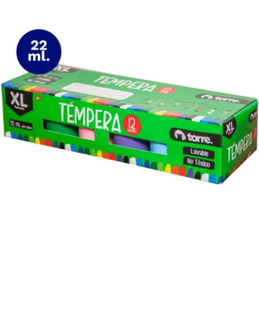 6 Cajas Temperas 12 Colores Torres 22 ML.(1 Caja Trae : 12  PCS)