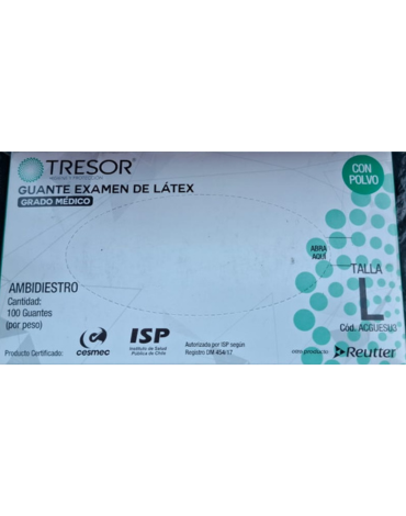 3 Cajas de Guantes Látex con Polvo.Talla: L (1 Caja Trae: 100 PCS)