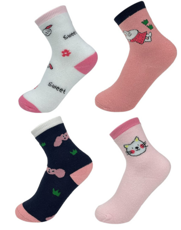 Calcetines de Niña Algodón Modelos Surtidos x 24 Pares Talla:9 - 12