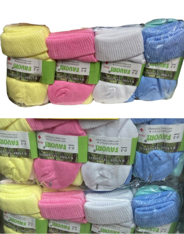 Calcetines de Bebe Modelos Surtidos x 12 Unds:Talla: 0 a 3 Meses.