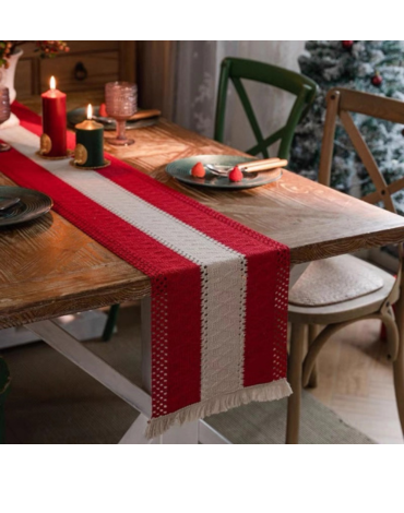 Camino de Mesa Navideño Malla x 4 Unds. Medida: 33 x 180 cm aprox.