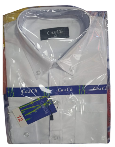 Camisa Juvenil Color Blanco (Elegir Talla) x 4 Unds. Talla: 12 - 14 - 16