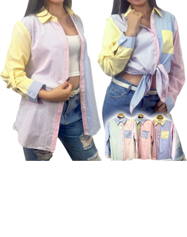 Camisa de Dama Colores Surtidos x 12 Unds Talla: S / M - M / L - L / XL
