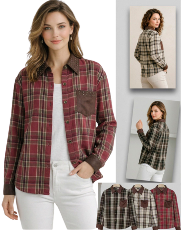 Camisa de Mujer a Cuadros Colores Surtidos x 12 Unds. Talla: S - M - L