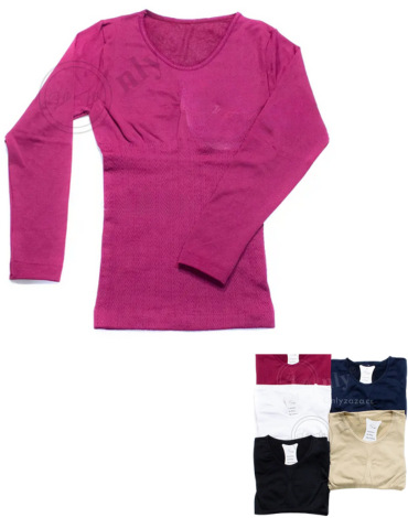 Camiseta de Mujer Polar Cuello Redondo Sin Costuras x 12 Unds.