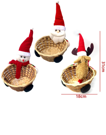 Canasta Muñeco de Navidad x 3 Unds. Medida: 31 x 18 cm aprox.