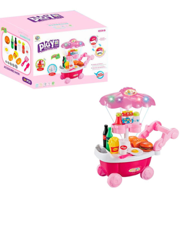 Carritos de Comida con  Luz y Accesorios x 3 Unds.Medida: 20 x 37 x 42 cm aprox.
