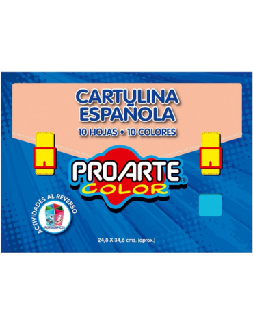 4 Carpeta Cartulina Española Pro Arte (1 Set Trae:10 Hojas - 10 Colores) Medida : 24,8 X 34 ,6 cm aprox.