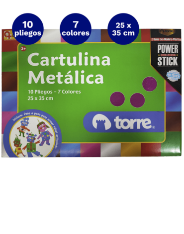 4 Set Cartulina Metálica Torre (1 Set Trae: 10 Hojas) Medidas: 25 x 35 cm  aprox.