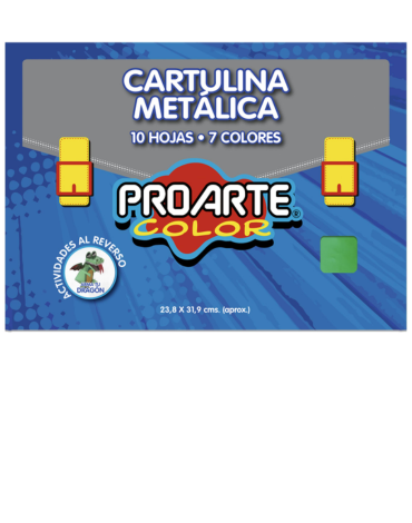 4 Carpeta Cartulina Metálica Pro Arte (1 Set Trae:10 Hojas - 7 Colores) Medida : 23,8 x 31,9 cm aprox.