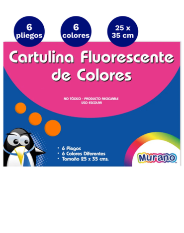 4 Set de Cartulina con Papel Cartulina Fluorescente.Medida: 25 x 37 cm aprox