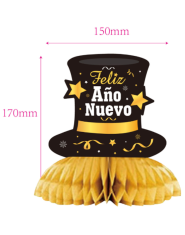 Centro de Mesa Feliz Año Nuevo x 12 Unds. Medida:15 x 17 cm aprox.