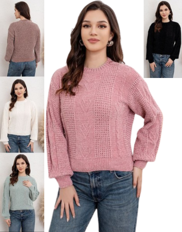 Chaleco Chenille de Mujer Colores Surtidos x 12 Unds.Talla: Estándar