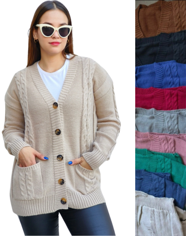 Chaleco Lana de Dama con Botones x 12 Unds.Talla: Estándar