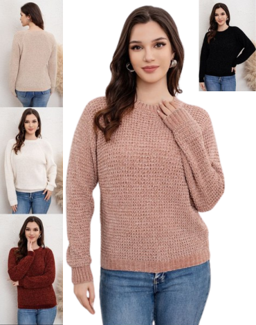 Chaleco Chenille de Mujer Colores Surtidos x 12 Unds.Talla: Estándar