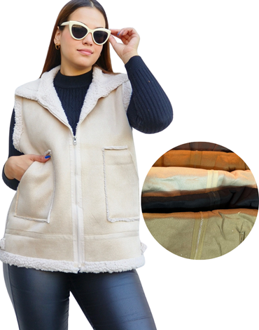 Chaqueta de Dama con Chiporro Colores Surtidos x 12 Unds.Talla: S/M y L/XL
