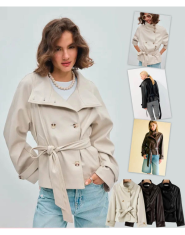 Chaqueta Mujer Eco Cuero Colores Surtidos x 12 Unds.Talla : S - M - L