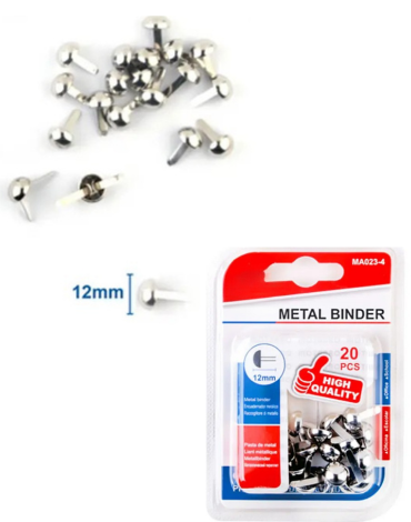 12 Set de Chinche Metálico Mariposa (1 Set Trae: 20 PCS)Medida: 12 MM