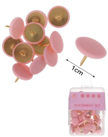 24 Set Chincheta Cabeza Circular ( 1 Set Trae: 25 PCS)Medida: 1 x 1 cm aprox.