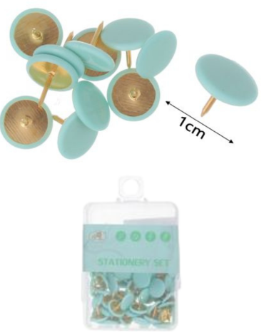 24 Set Chincheta Cabeza Circular ( 1 Set Trae: 25 PCS)Medida: 1 x 1 cm aprox.