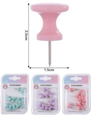 24 Set de Chinchetas Colores Surtidos (1 Set Trae: 10 PCS) Medida: 2.5 x 1.5 cm aprox.