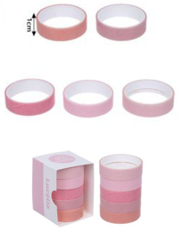 6 Set de Cinta Adhesiva Washi Tape 1cm aprox (1 Set Trae: 5 PCS)