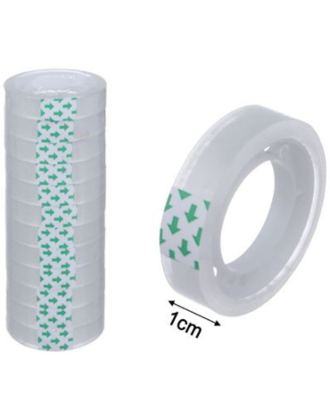 12 Set de Cinta Scotch Transparente (1 Set Trae: 12 PCS) Medida: 10 MM x 15 Metros.