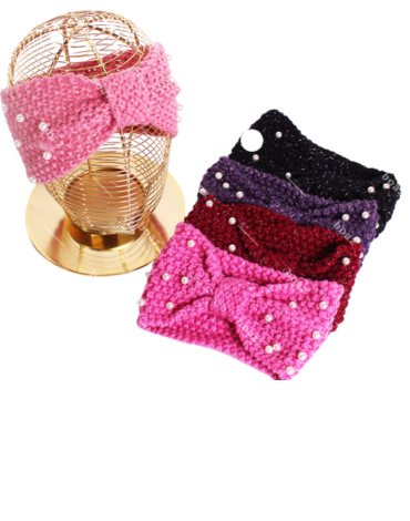 Cintillo de Lana Turbante con Perlas x 12 Unds .Estándar