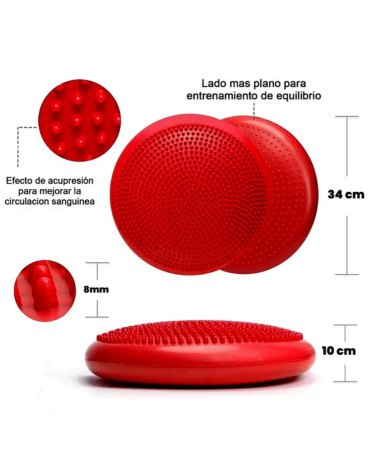 Cojin Sensorial Propioceptivo Yoga Balones + Inflador x 10 Unds. Medidas: 34 cm aprox
