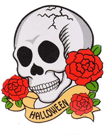 Colgante Calavera para Halloween x 6 Unds.Medida: 30 x 34 cm aprox.