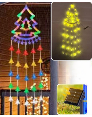 Colgante Navideño Solar Árbol x 4 Unds.Medida:26 x 87 cm aprox.