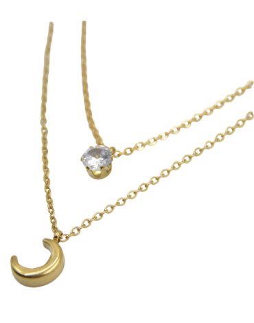 Collar de Acero Media Luna y Diamante x 12 Unidades.