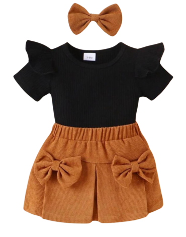 Conjunto Polera con Falda y Cintillo de Niña x 12  Unds. Talla: 0 a 24 Meses.
