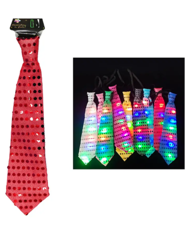 Corbata Rojo de Fiesta con Luz x 12 Unds.
