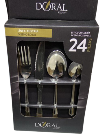 4 Juegos Cubiertos  Acero Inoxidable (1 Set : Trae 24 PCS)
