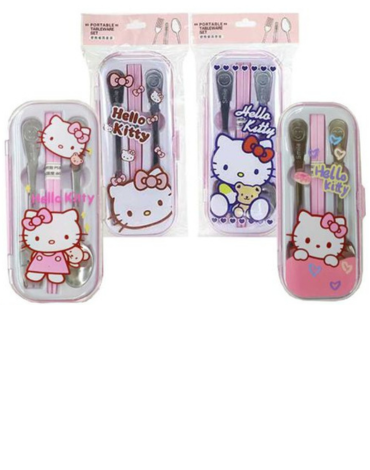 12 Set de Cubiertos Diseño Gatita Colores Surtdos.(1 Set Trae: 3 PCS)