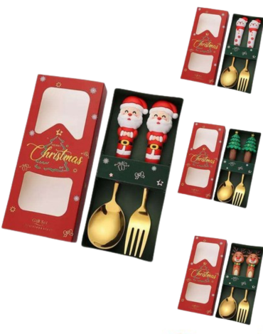 4 Juego de Cubiertos Navideños (1 Set Trae: 2 PCS)