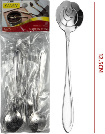 Cuchara para Té Flor (1 Set Trae: 6 PCS)Medida: 12.5 cm aprox.