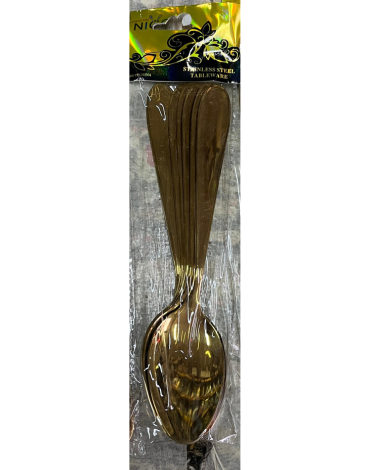 4 Set de Cucharas de Metal Dorado. (1 Set trae : 6 PCS)