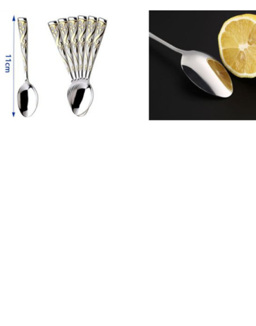 6 Set de Cucharas de Té Borde Dorado. Medida: 11 cm aprox. (Cada Set trae : 6 PCS)