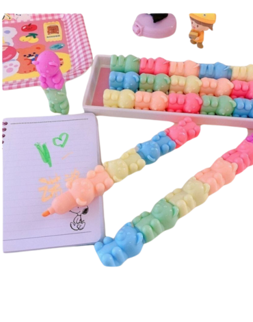 6 Set de Destacadores Osito Pastel  (1 Set Trae 6 PCS)