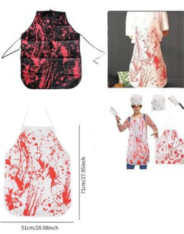 Delantal Sangre para Halloween x 12 Unds. Medida: 51 x 72 cm aprox