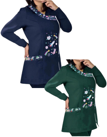 Delantal de Mujer Manga Larga con Diseño Dos Colores x 12 Unds. Talla : S - M - L - XL - 2XL
