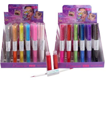 Delineador de Ojos con Glitter Colores Pasteles y Oscuros x 24 Unds.
